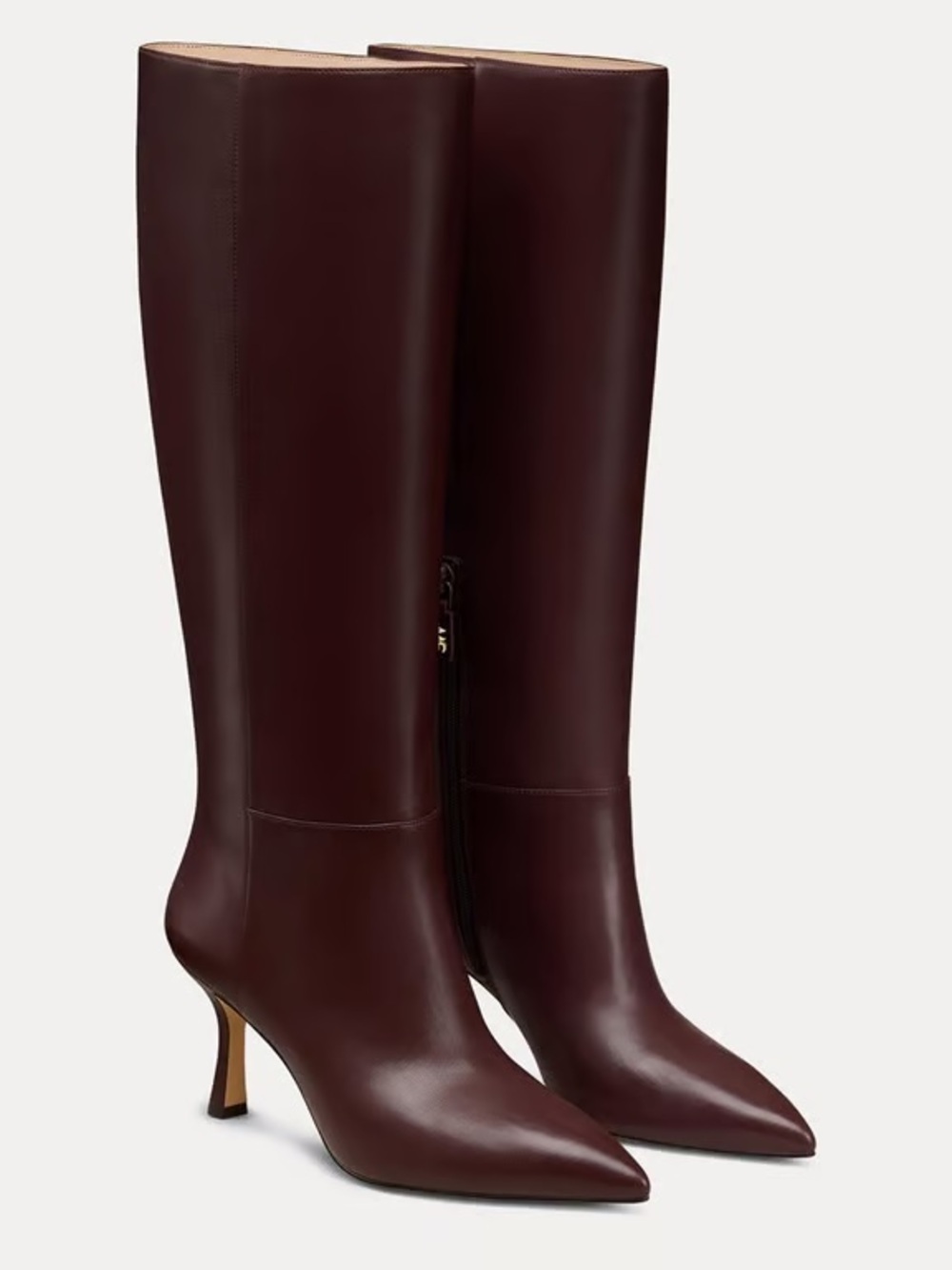 Stuart Weitzman Valentina Tubo Leather Boots in Burgundy